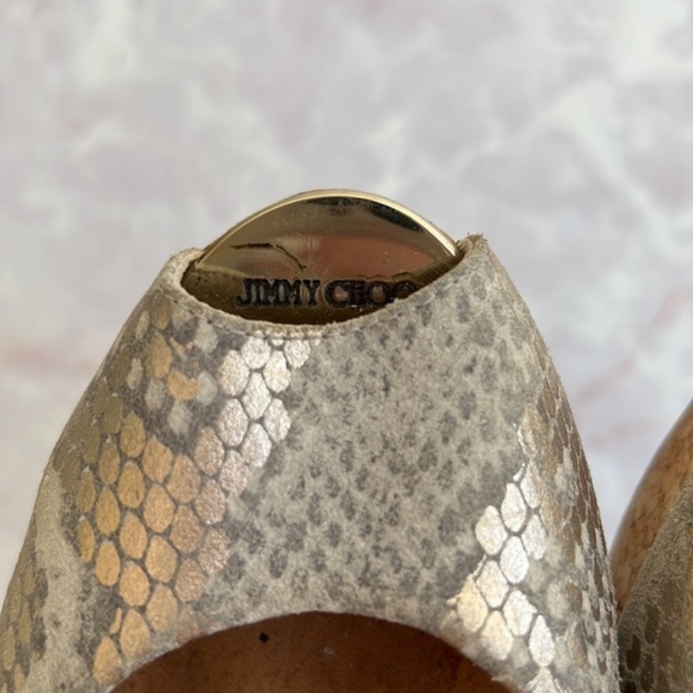 Jimmy Choo Python Praise Wedge Silver Size 35 1/2… - image 6